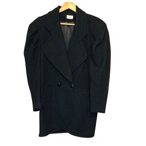 Vintage Danae Womens Double Breasted Black Wool Overcoat Size 6 Old Money